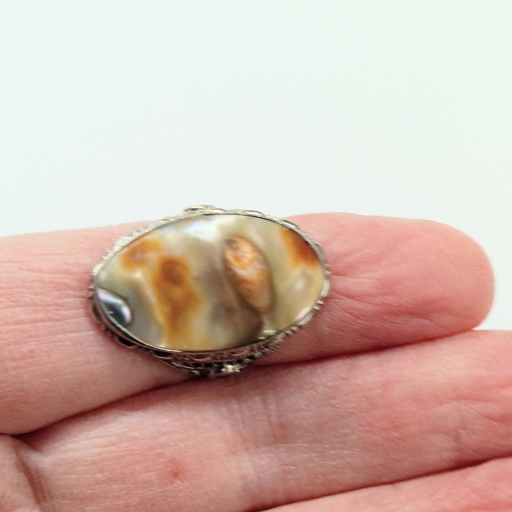 Vintage Antique Blister Pearl Sterling Ring - Picture 2 of 5